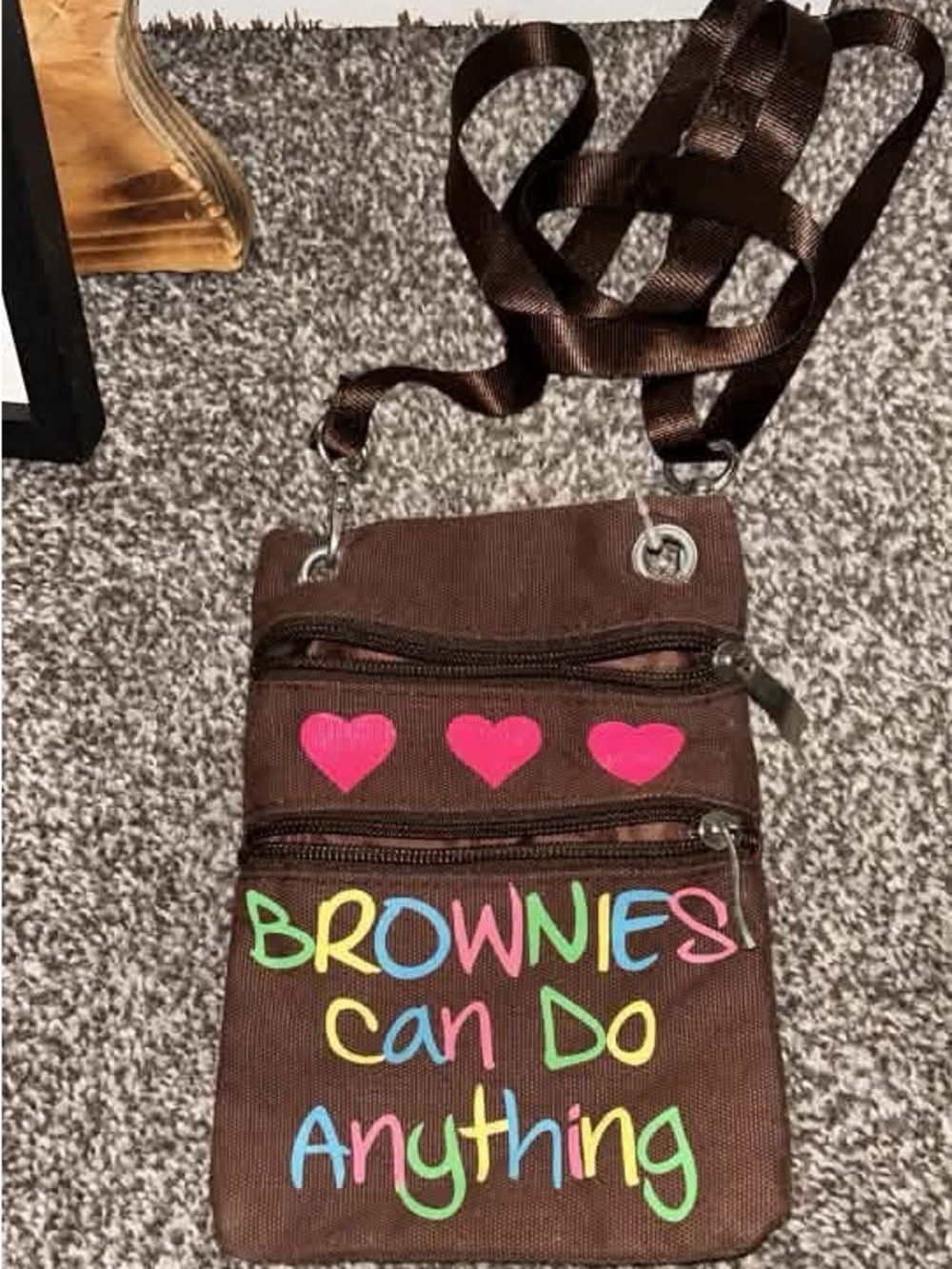 Brown Crossbody Bag - 'Brownies Can Do Anything'